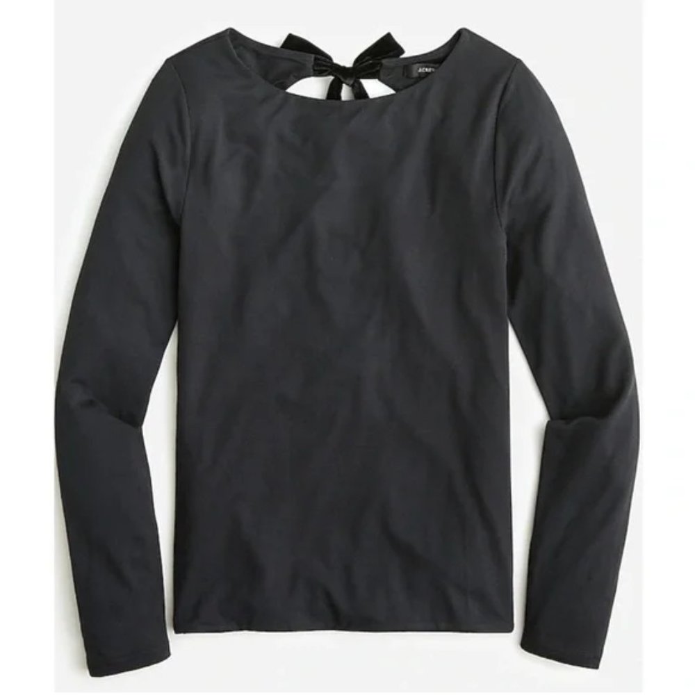 FormKnit Long-sleeve Open-back Top with Bow Size S NWT